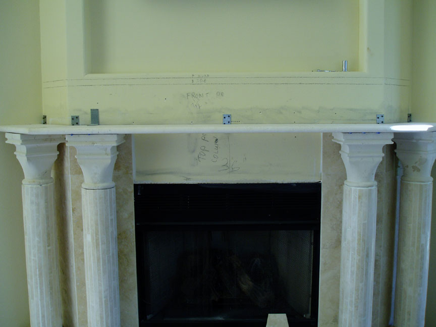 travertine marble fireplace surround