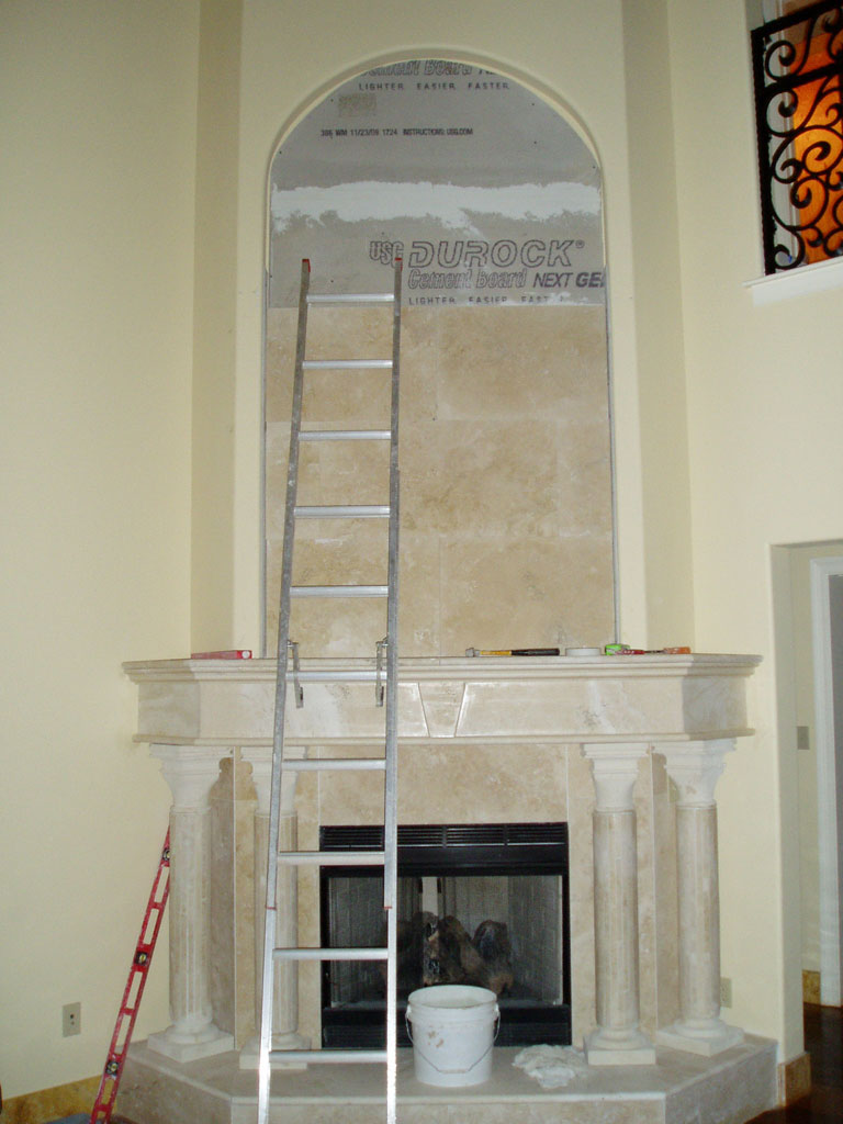 travertine marble fireplace surround