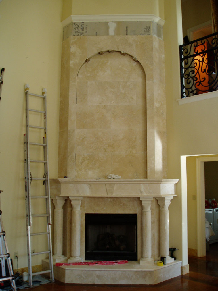 Limestone granite fireplace hearth