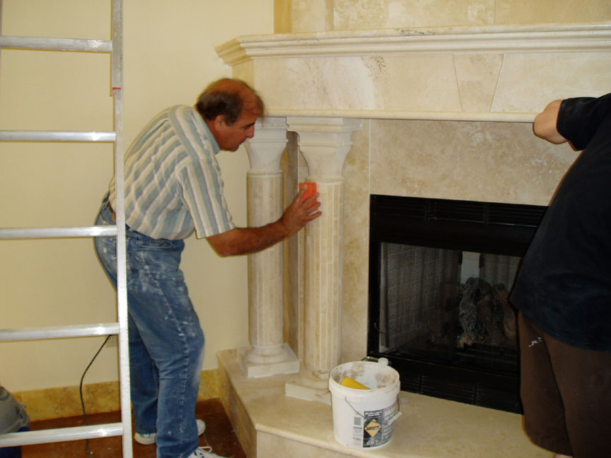 Limestone granite fireplace hearth