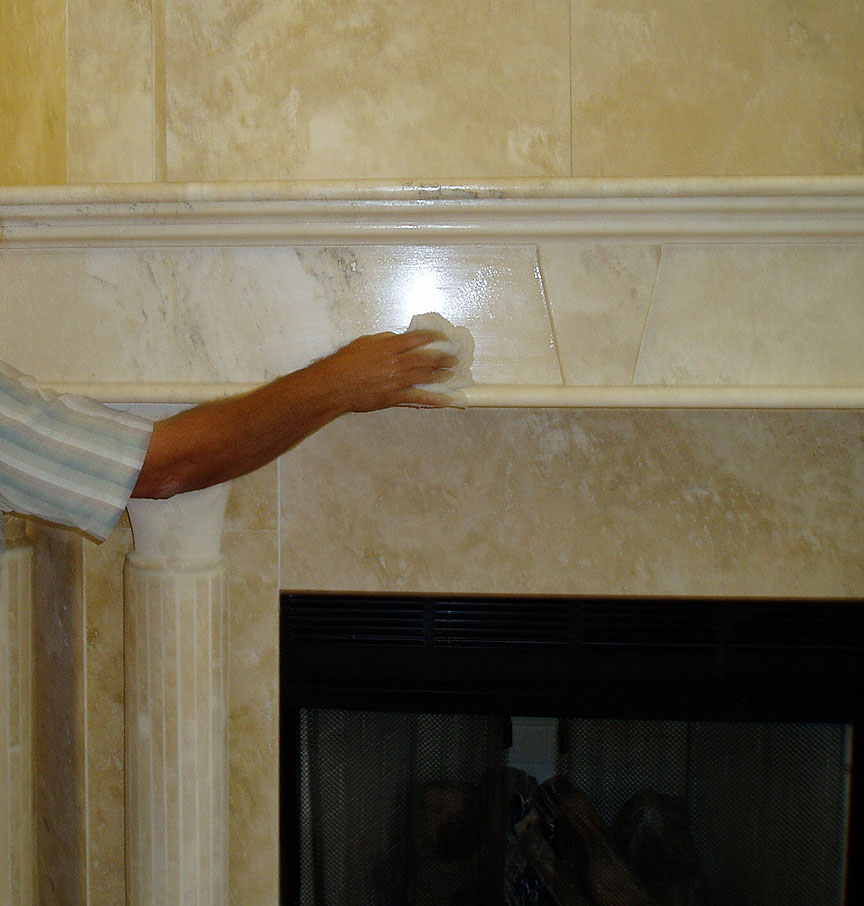 travertine marble fireplace surround