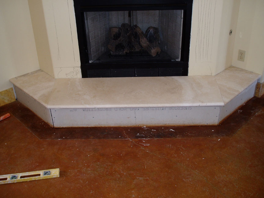 Limestone granite fireplace hearth