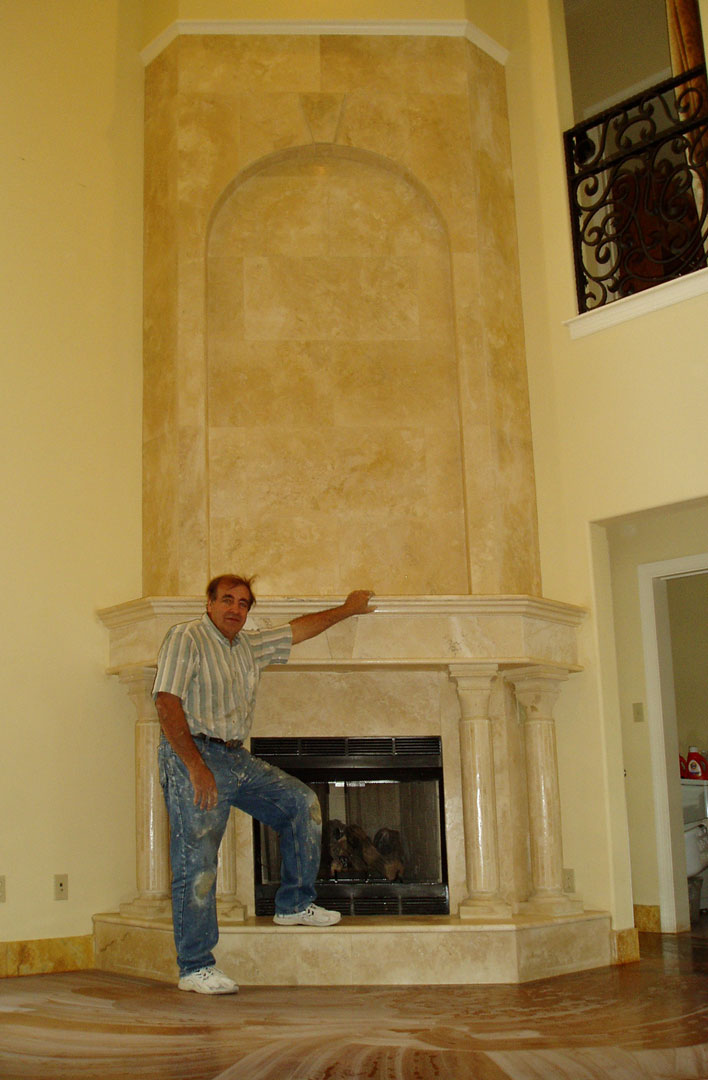 travertine fireplace surround