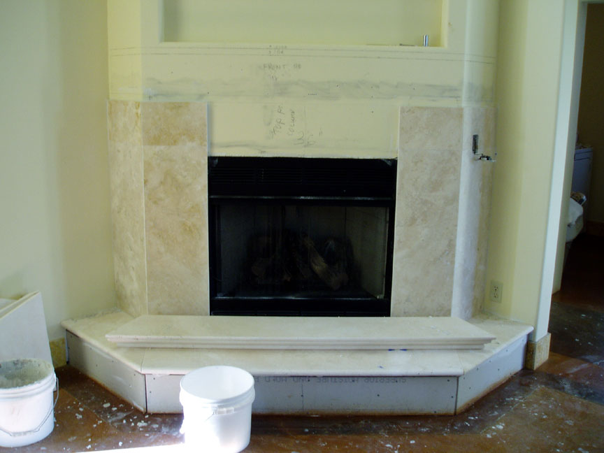 travertine marble fireplace surround